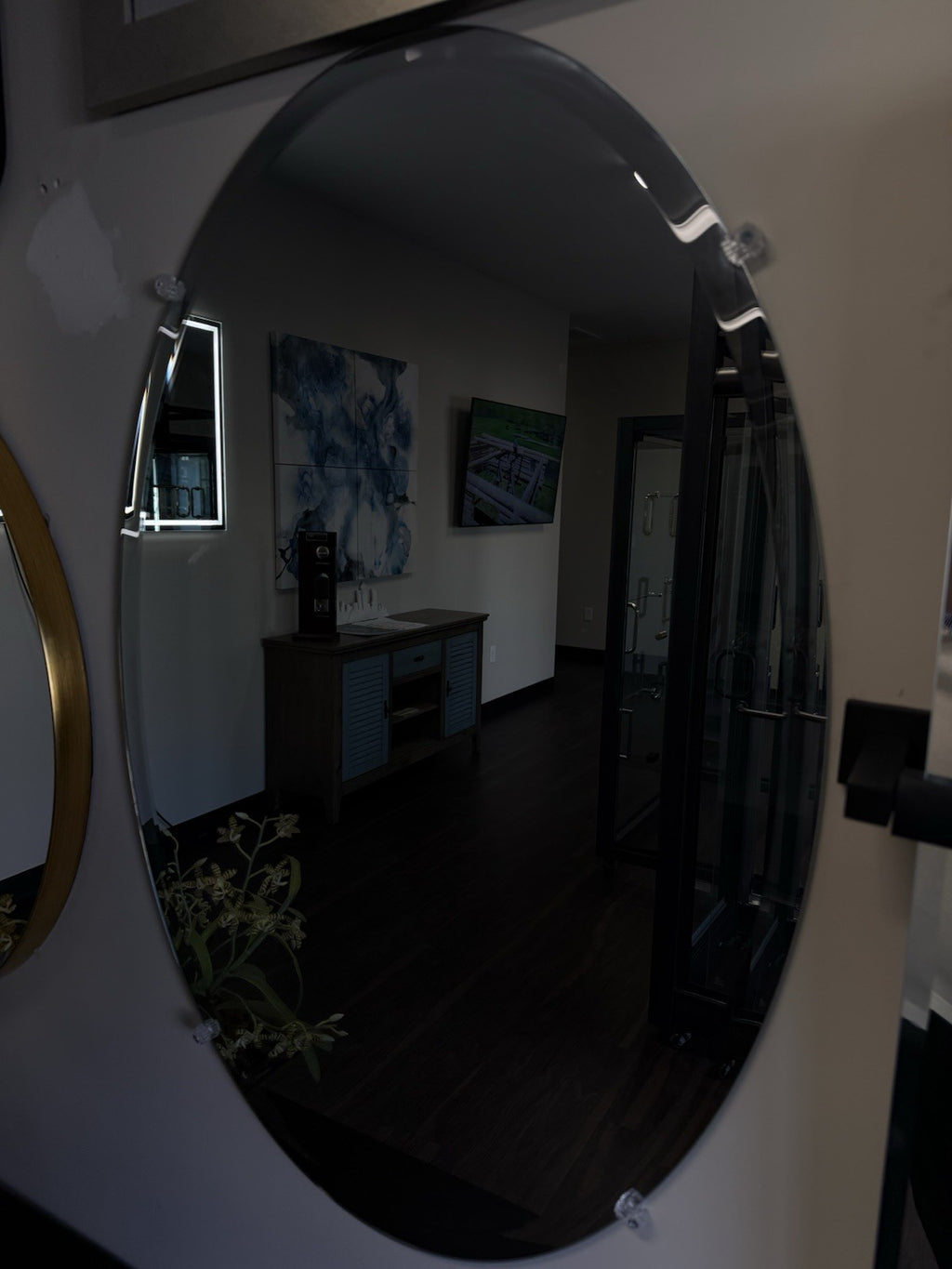 Oval Frameless Bathroom Mirror Beveled Edge Wall Mount Vanity Mirror Clear 24x36