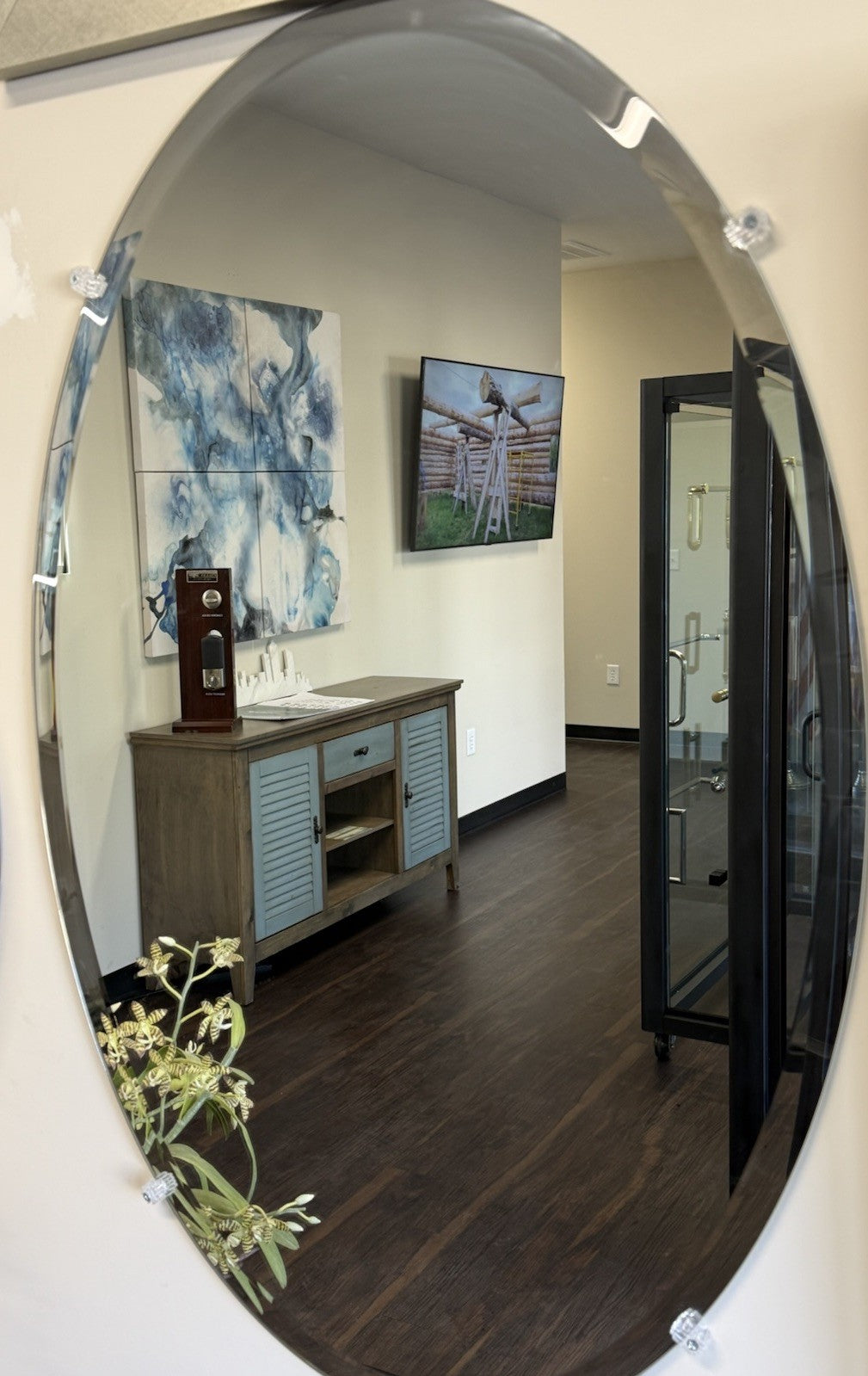 Oval Frameless Bathroom Mirror Beveled Edge Wall Mount Vanity Mirror Clear 24x36